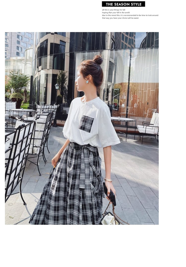 【dress】輝いて超人気 ! チェック柄切り替えワンピース　M16802
