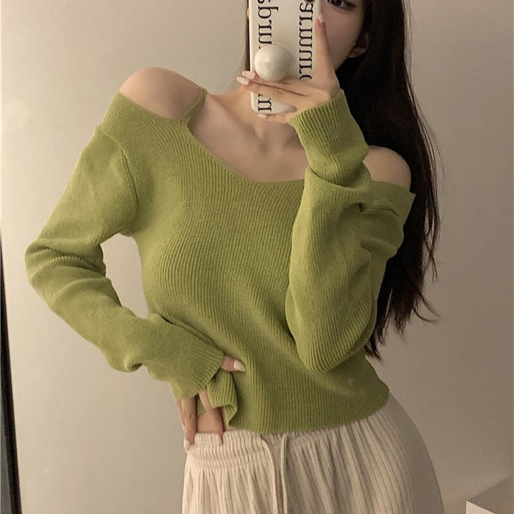 【tops】オフショルダーニットトップス　M26579