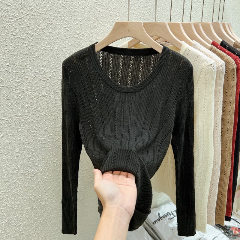 【tops】カットワークニットトップス　M26513