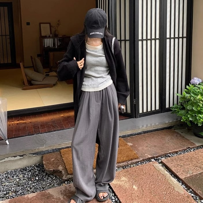 【outer】フード付きロング丈ニットカーデ　M18408