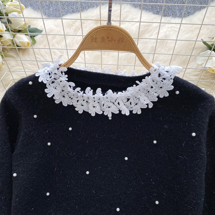 【set】レースパールニットセーター×スカートセット　M26233