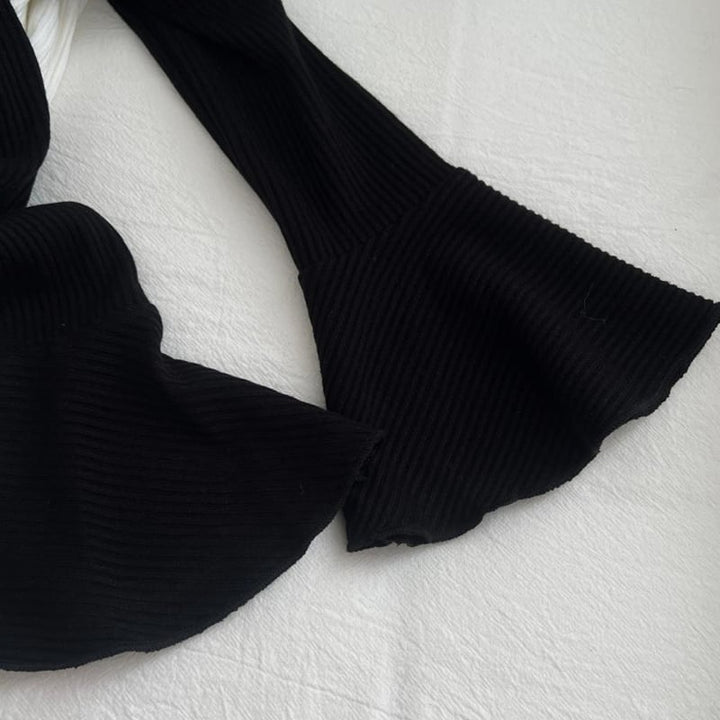 【tops】オフショルダーチュールドッキングニットトップス Q7626