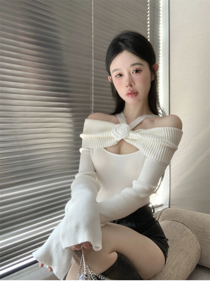 【tops】オフショルダーニットトップス　M26734