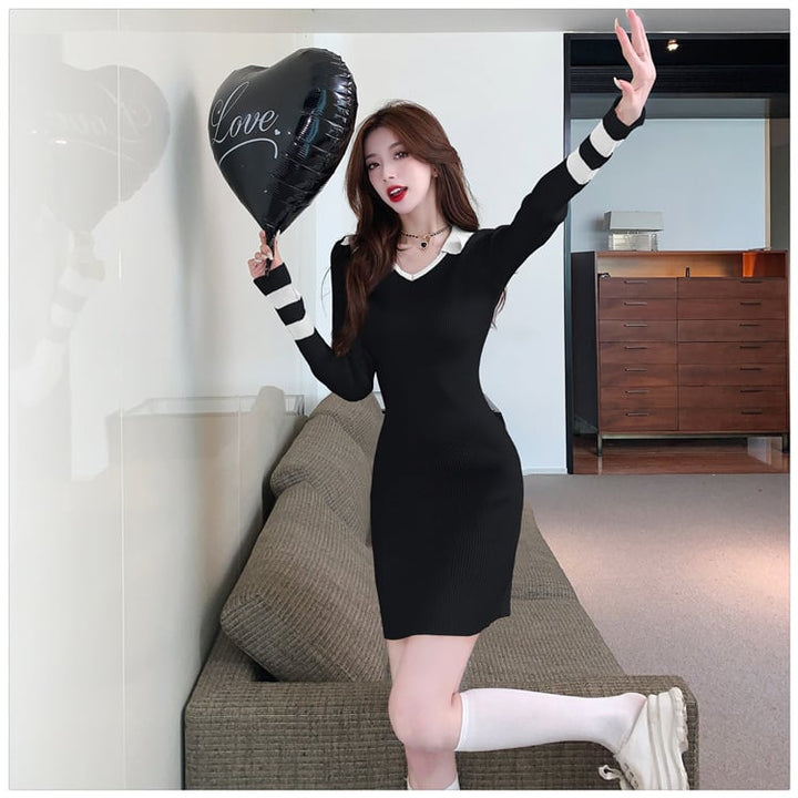 【dress】大人らしい ニットワンピース韓国系着心地良い　M17539