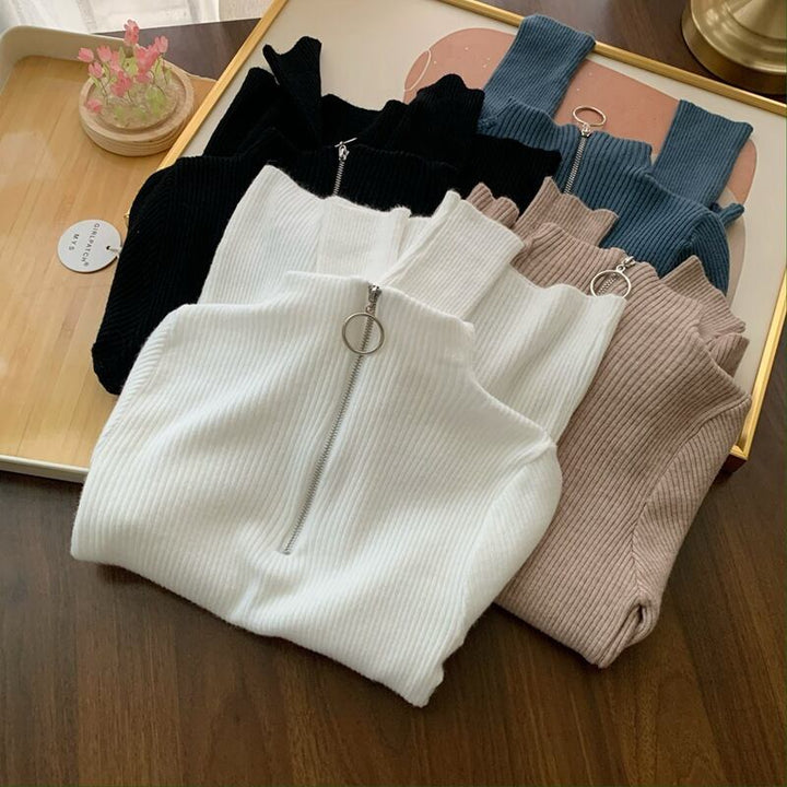 【tops】ファスナーニットトップス　M26487