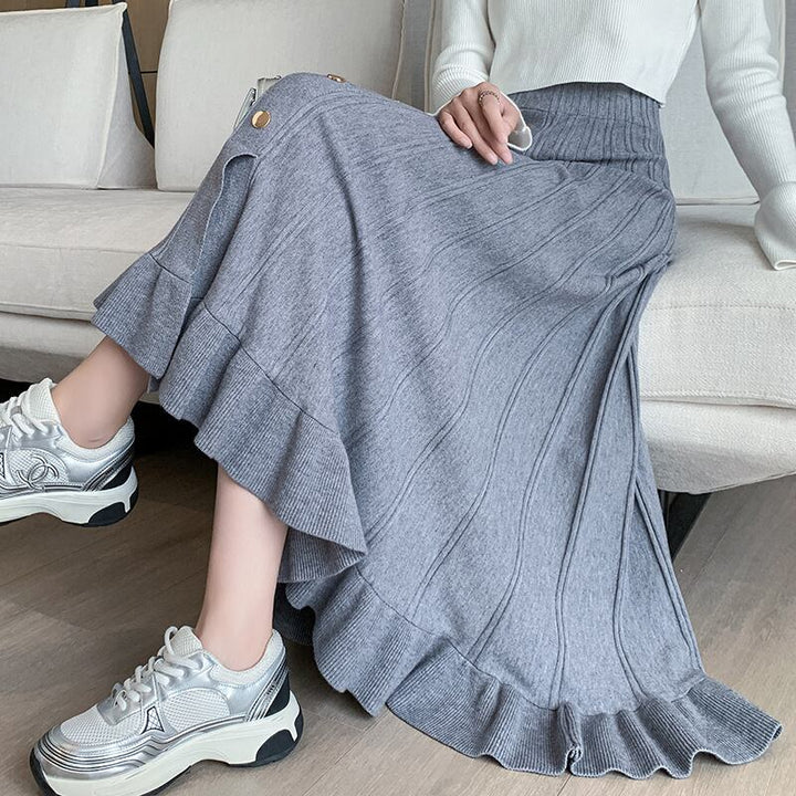 【bottoms】ボタンデザインニットスカート　M18519