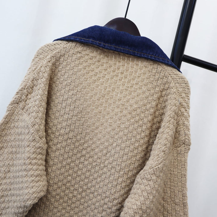 【outer】デニムドッキングニットカーデ　M18073
