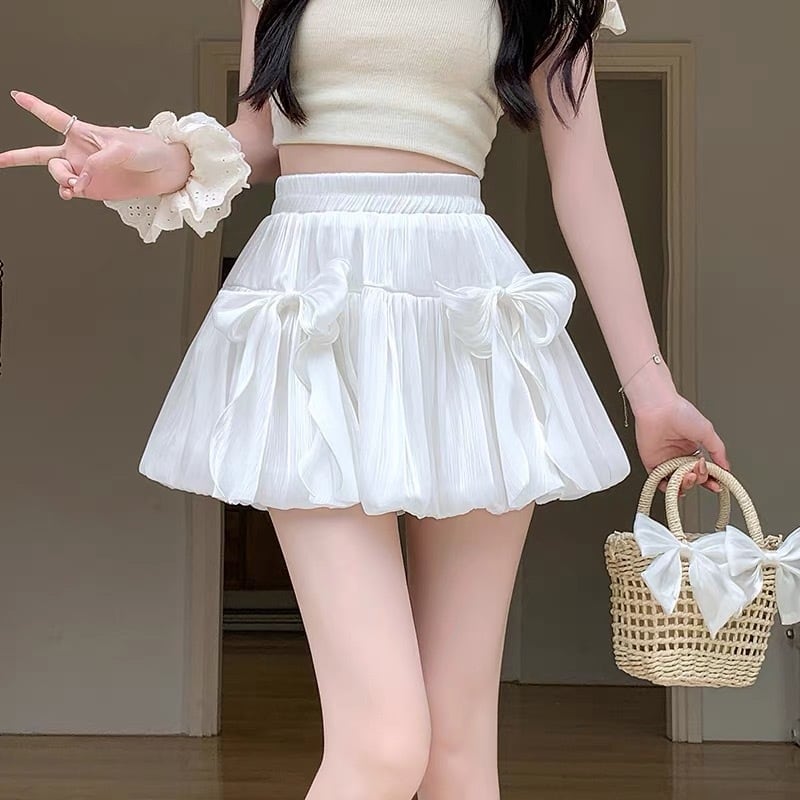 【bottoms】リボン付きバルーンスカート Q8239