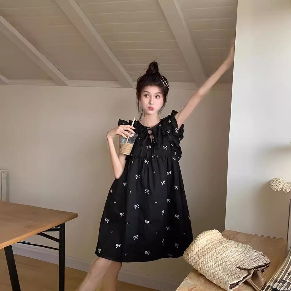 【dress】リボン刺繍ワンピース　M25039