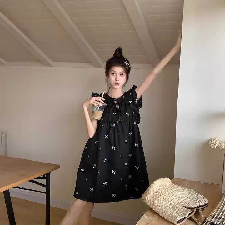 【dress】リボン刺繍ワンピース　M25039