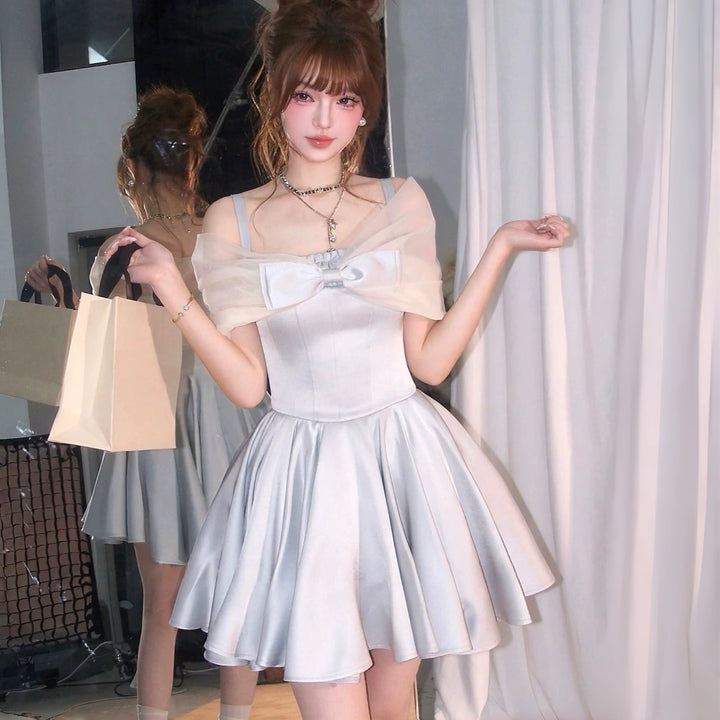 【dress】チュールリボンミニワンピース　N3565