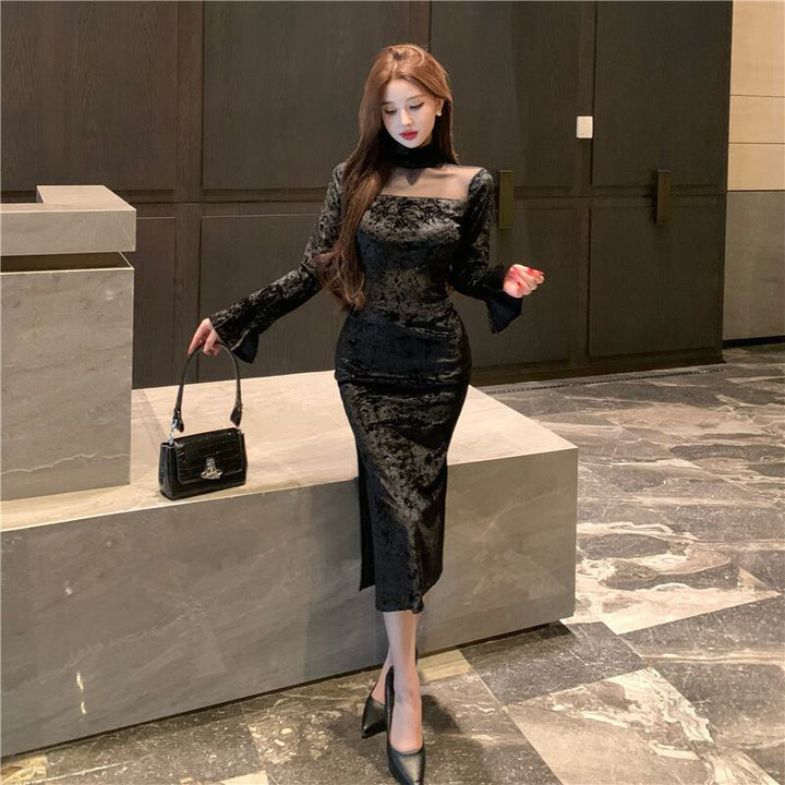 【dress】ジャカードドッキングワンピース　M27859