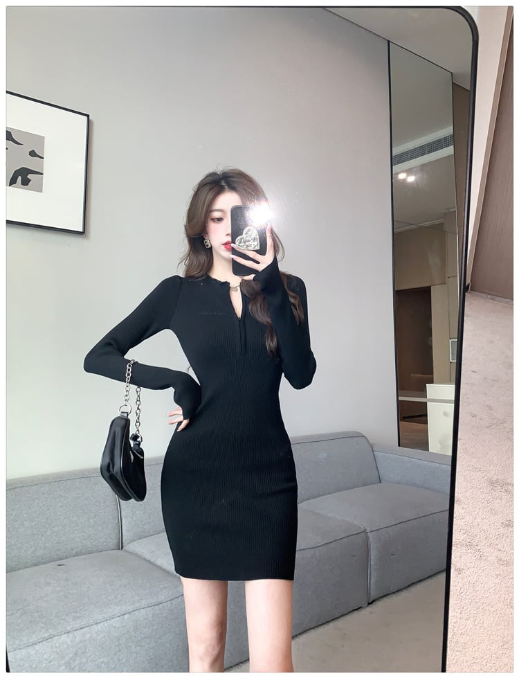 【dress】ファスナーニットワンピース　M18187