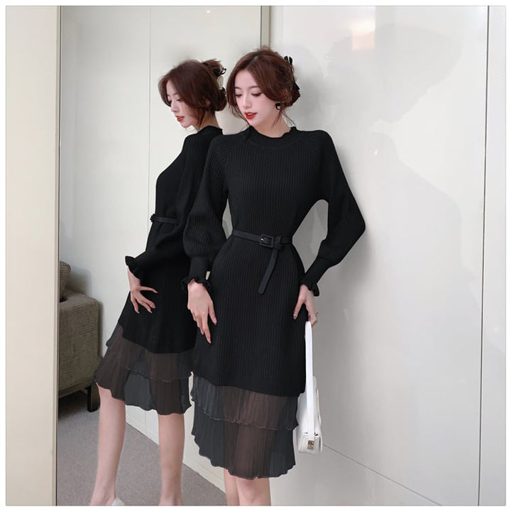 【dress】ドッキングニットワンピース　M18136
