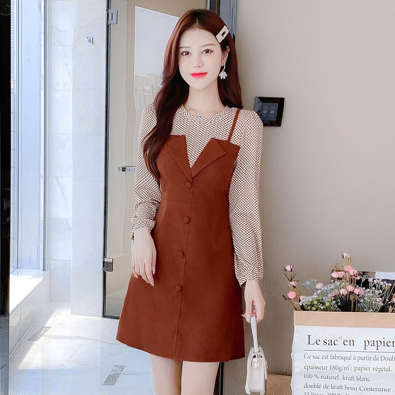 【dress】輝いて超人気 ! 切り替えチェック柄ワンピース　M17266