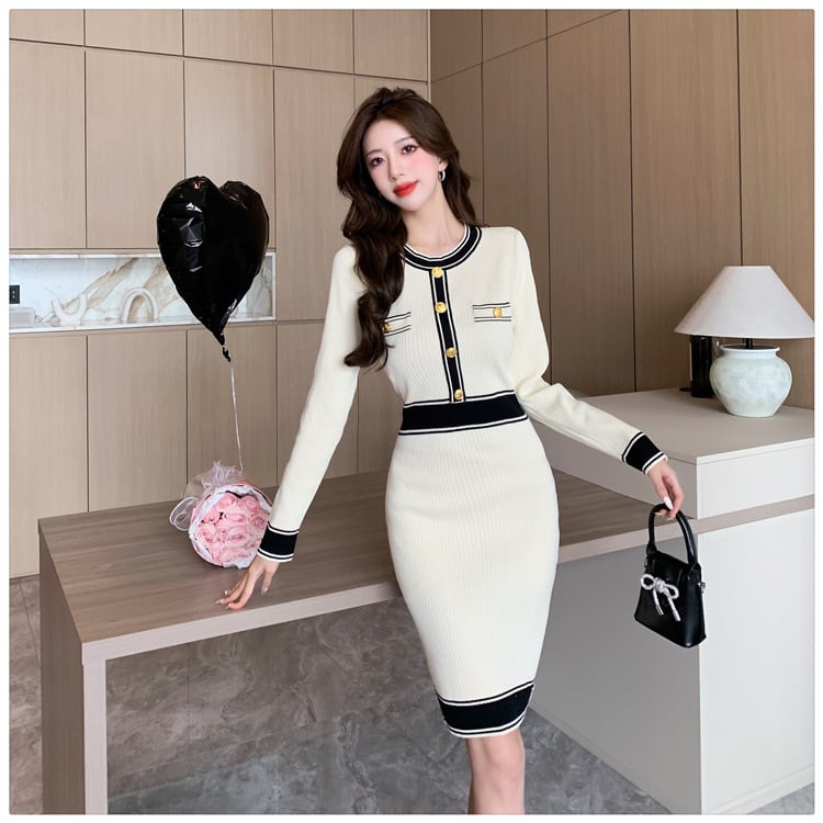 【dress】輝いて超人気 ! エレガントニットワンピース　M17511
