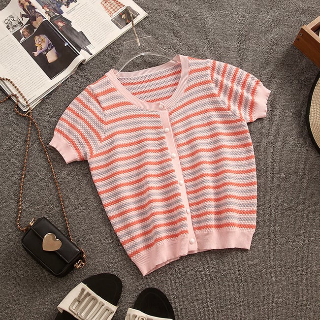 【set】ニットTシャツ+ショートパンツセットアップ　M17197