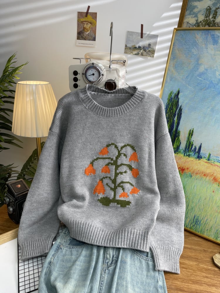 【tops】ジャカードニットセーター　M26612