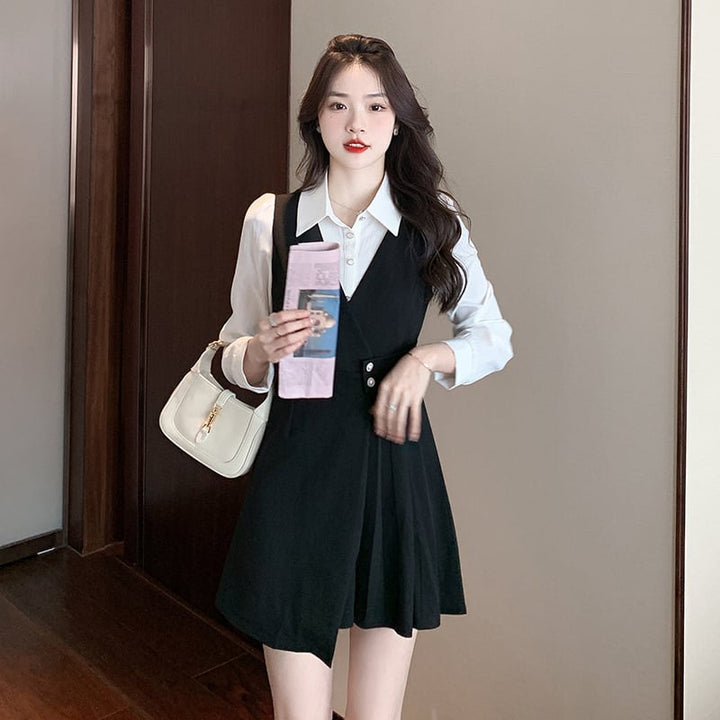 【dress】大人らしい ファッション切り替えワンピース　M17262
