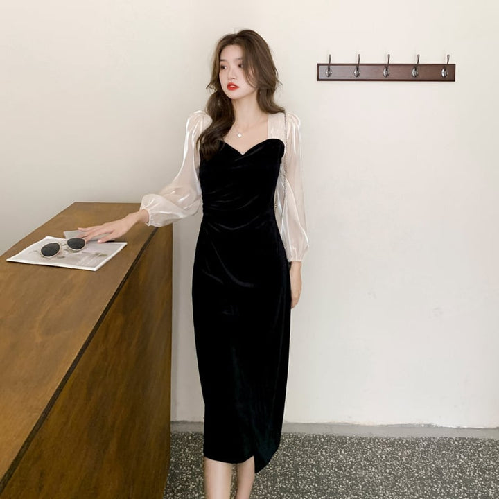 【dress】知的で品の良い♡エレガント切り替えワンピース　M17261