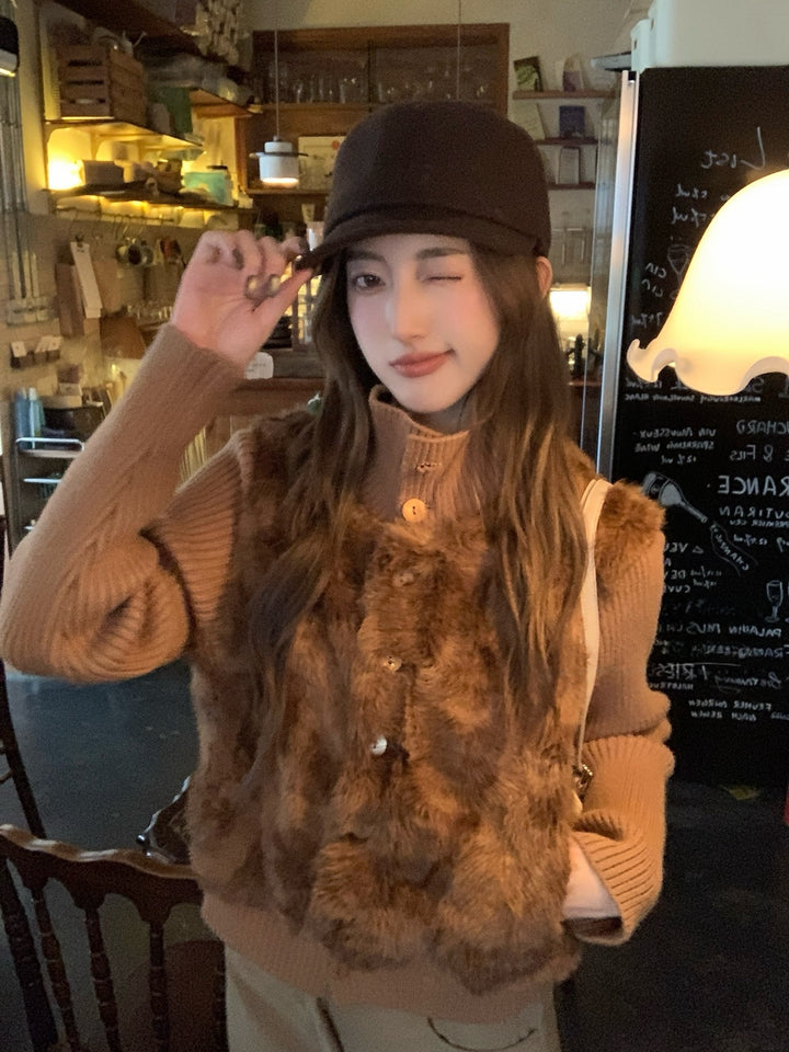 【outer】ファードッキングニットカーディガン Q9268