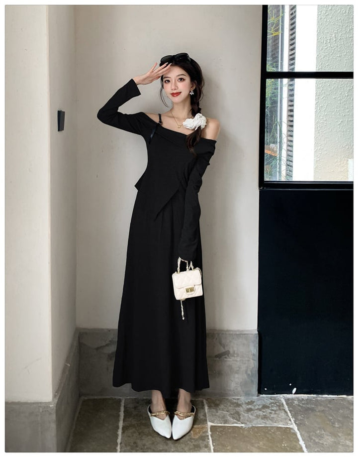 【set】不規則 イレギュラーTシャツ+スカートセット　M26555