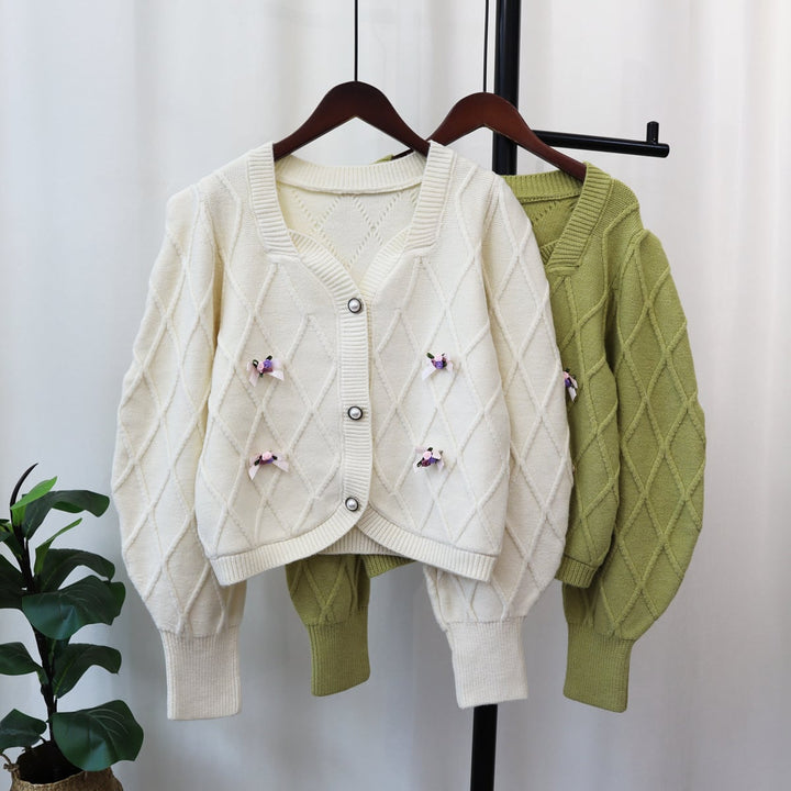 【outer】ボタンデザインニットカーデ　M18178