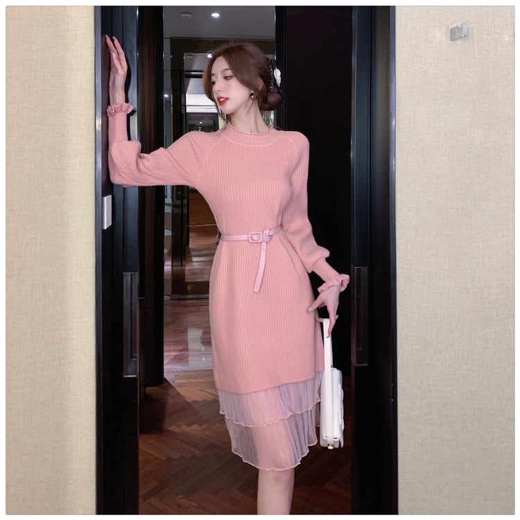 【dress】ドッキングニットワンピース　M18136