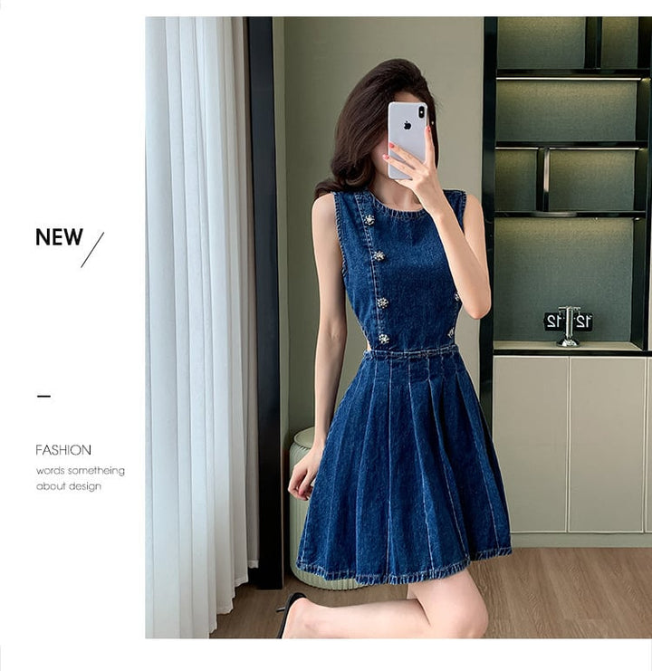 【dress】ノースリーブデニムワンピース　M24567