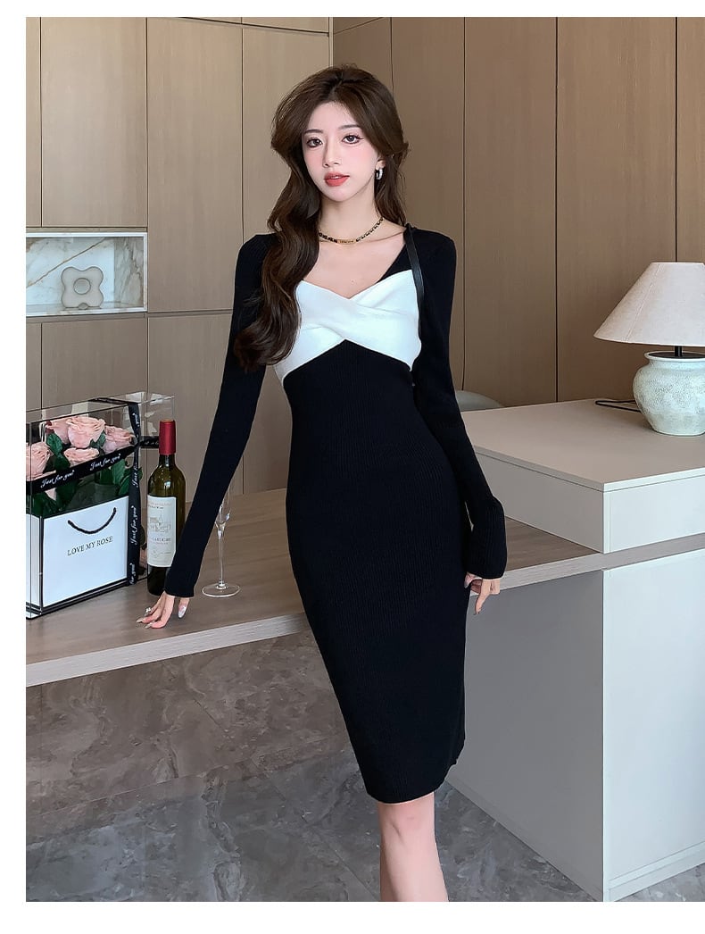 【dress】人気上昇中 chicファッションニットワンピース　M17606