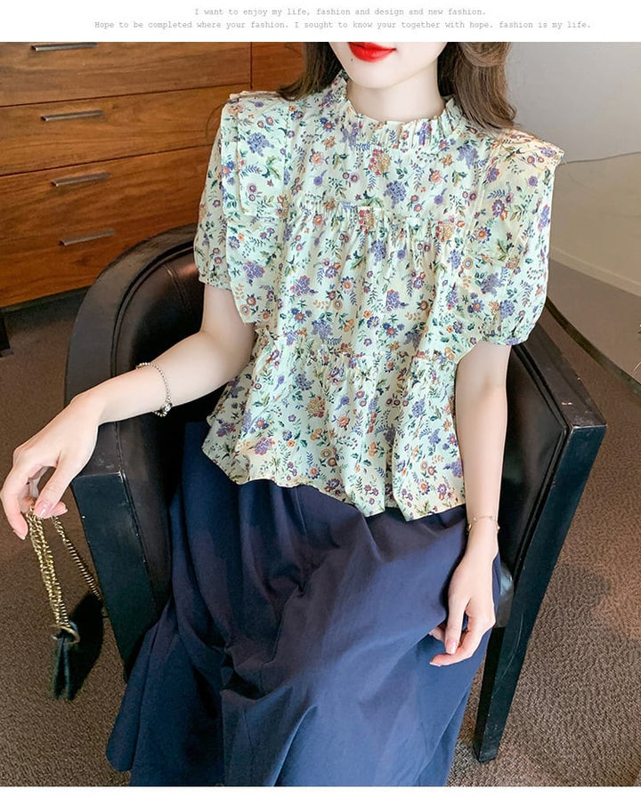 【set】人気を独占中 2点セット花柄シャツトップス+スカート　M17084