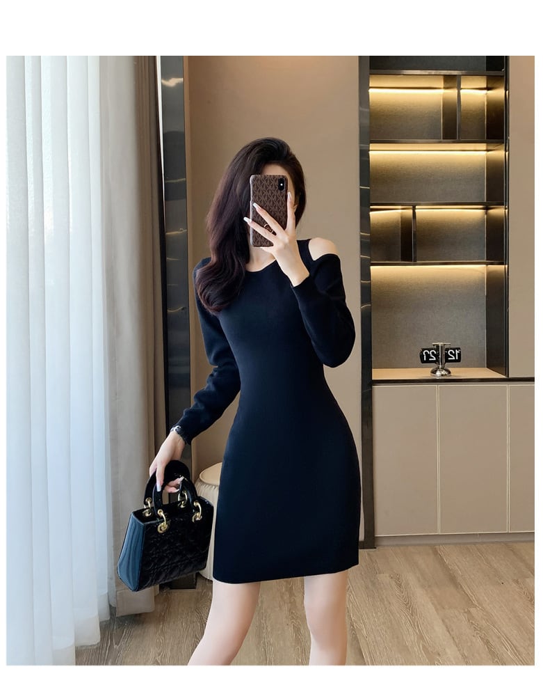 【dress】オフショルダーニットワンピース　M18266