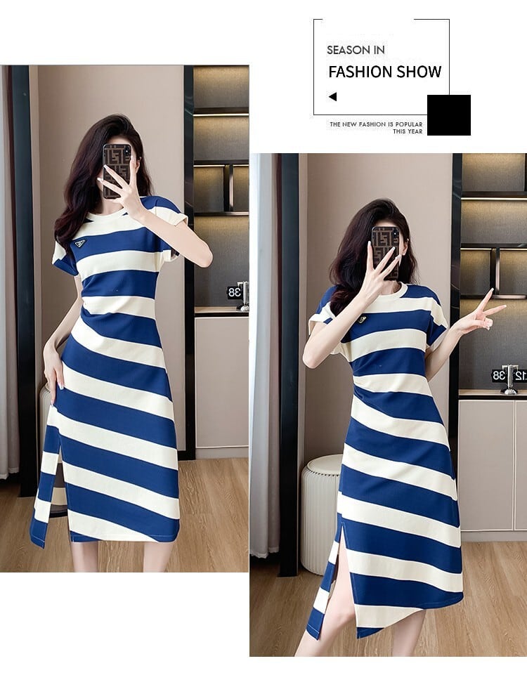 【dress】着回し最強肌触りいい ボーダー柄ワンピース　M17160