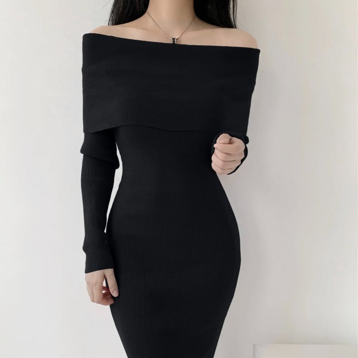 【dress】オフショルダーニットワンピース　M28033