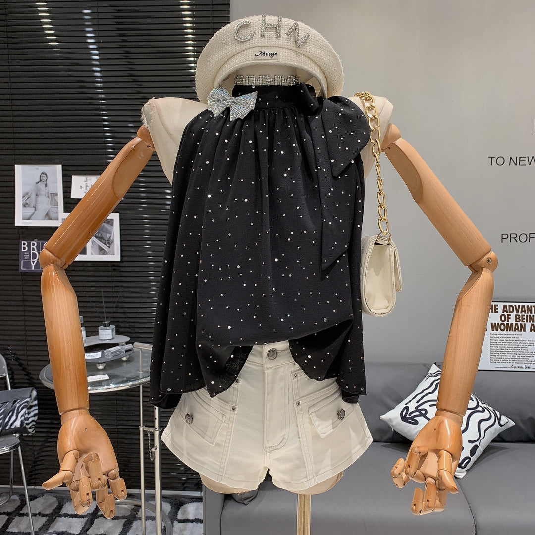 【tops】ノースリーブリボン付きトップス　M24982