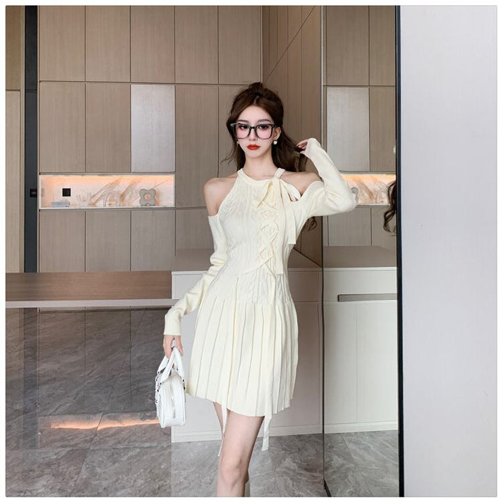 【dress】オフショルダーニットワンピース　M18533