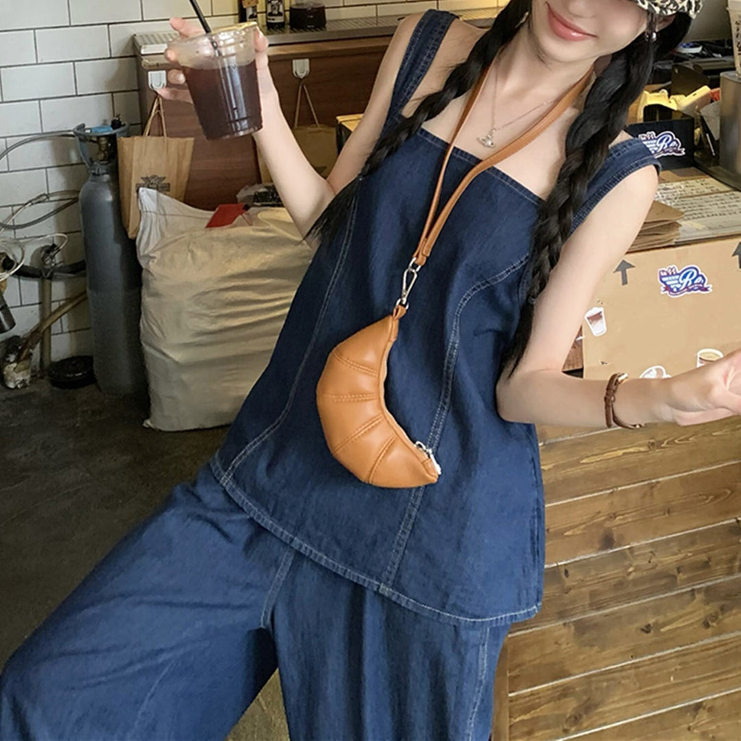 【set】バックリボンデニムトップス×ワイドパンツセット    N2682
