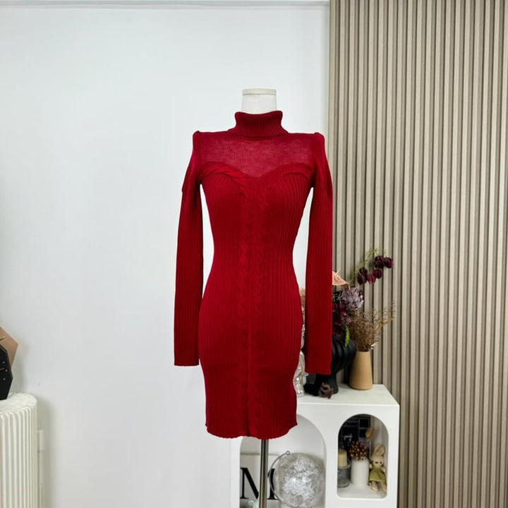 【dress】ハイネックニットワンピース Q7813