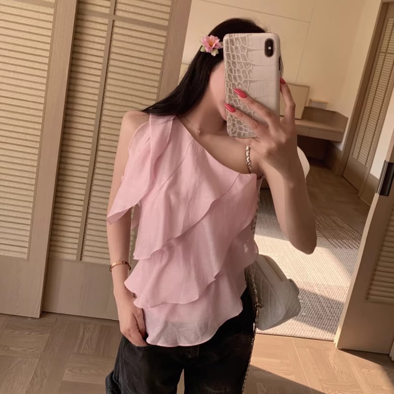 【tops】ワンショルダーフリルトップス Q8329