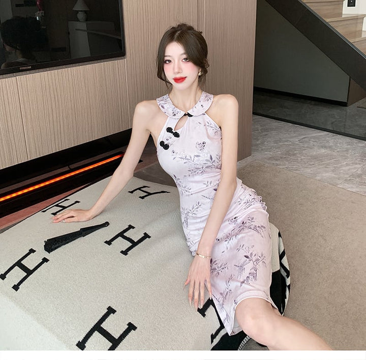 【dress】おしゃれ大人気ノースリーブプリントワンピース　M17177