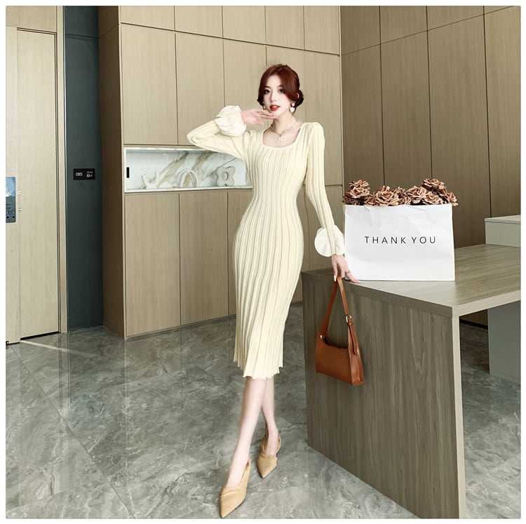 【dress】大人らしい エレガントニットワンピース　M17598