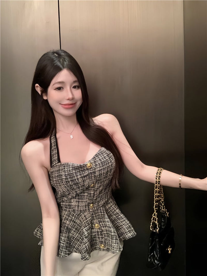 【tops】ツイードホルターネックトップス　M24783