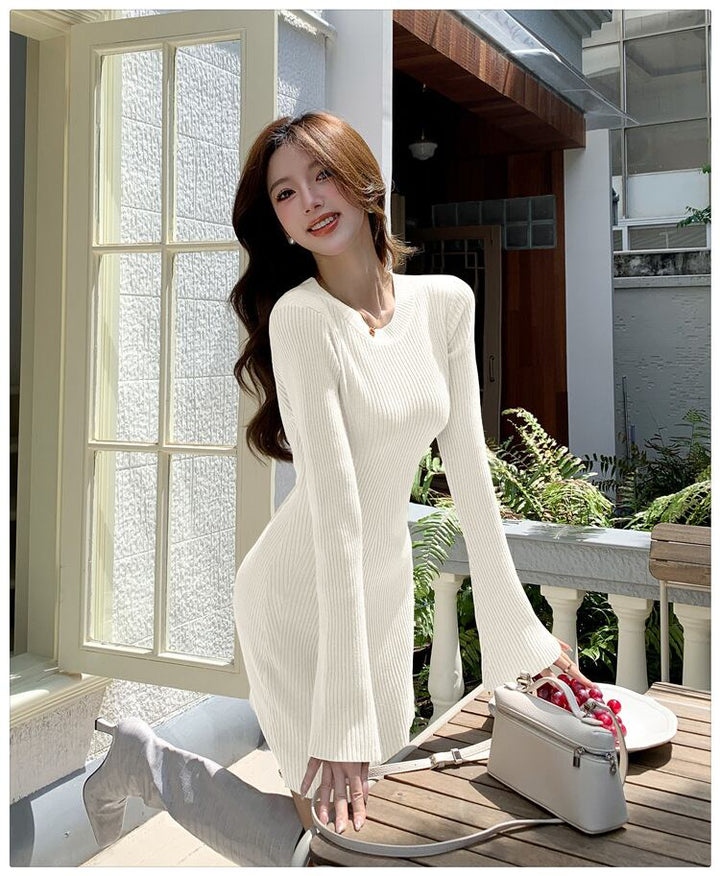 【dress】フレアスリーブニットワンピース　M28209
