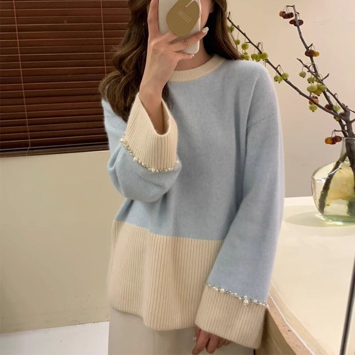 【tops】パール配色ニットセーター　M26767