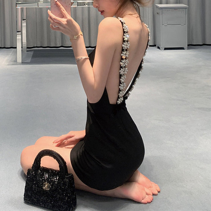 【dress】バックレスビジューミニワンピース　N3521