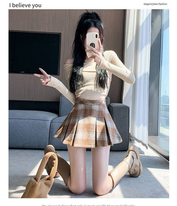 【bottoms】チェック柄キュロットパンツ　M27145