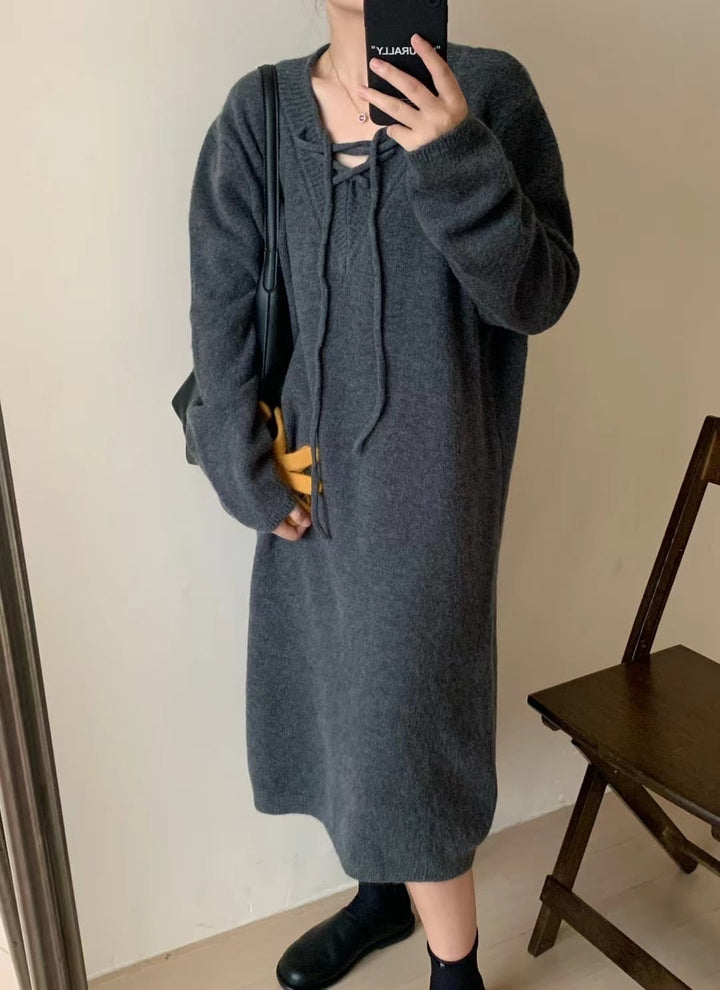 【dress】無地ニットワンピース　M18467