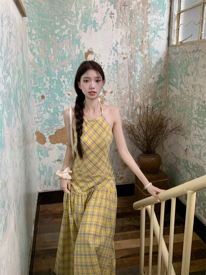 【dress】チェック柄キャミワンピース　M24372