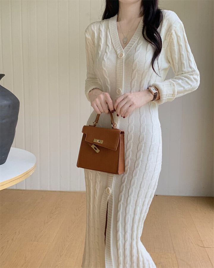 【dress】Vネックニットワンピース　M27377