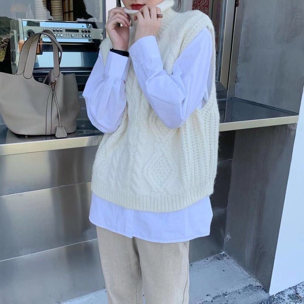【tops】ハイネックニットプルオーバー　M18399